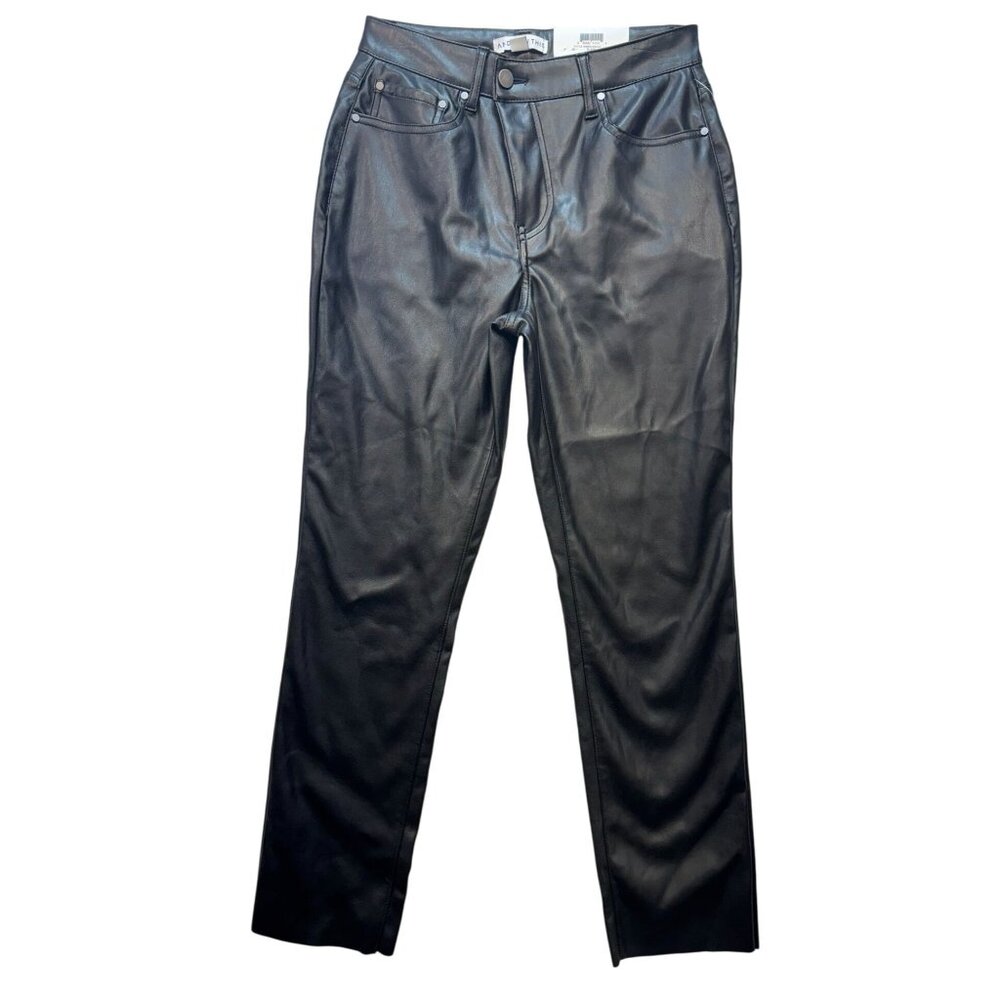 And Now This Womens Black Faux Leather Pants Size 4